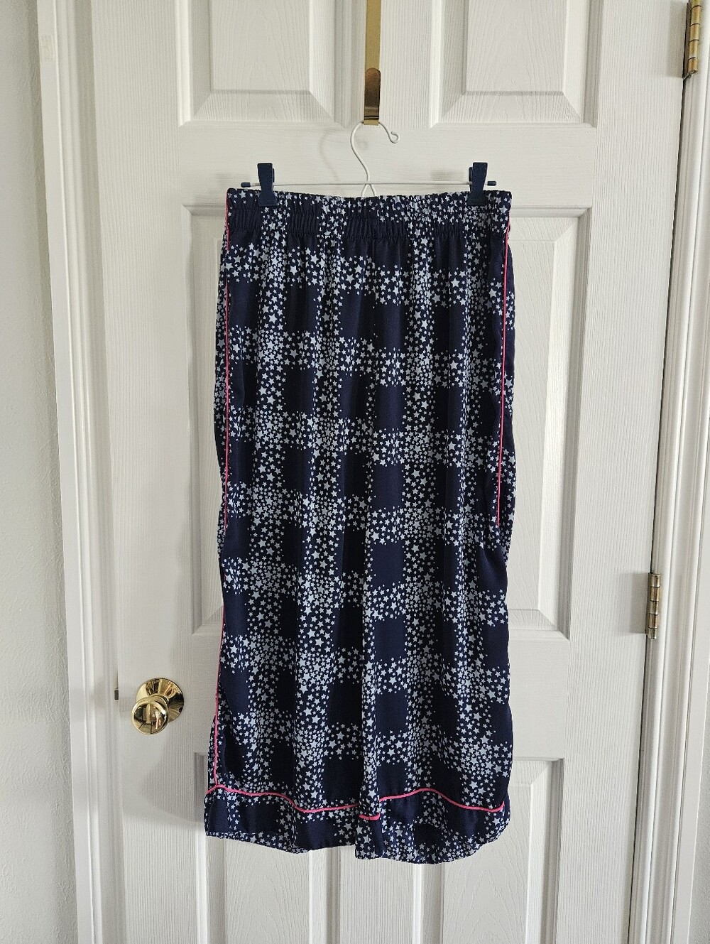 NWOT Ashley Stewart Cropped Navy Star Print Straight Leg Pajama/Lounge Pants